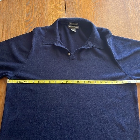 Eddie Bauer 100% Pima Cotton Men’s Polo size  XL Tall Navy Blue - Picture 4 of 13